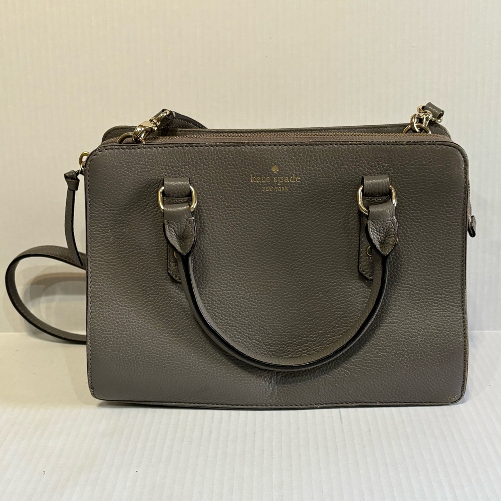 KATE SPADE New York Lise Mulberry Street Pebbled Leather Handbag Purse Grey
